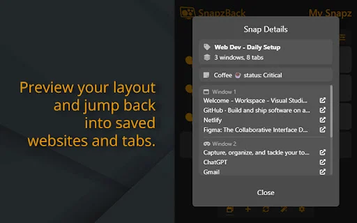 SnapzBack: I-save ang Iyong Chrome Layout – Libreng I-download - Screenshot 4