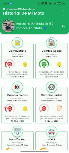 I-download ang Historial Moto Mantenimiento – Maintenance Tracker - Screenshot 1