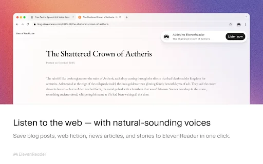 ElevenReader: Pinakamahusay na AI Text-to-Speech App – I-download - Screenshot 1