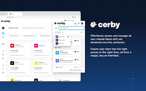 I-download ang Cerby Extension – Ligtas na Pamamahala ng Account - Screenshot 1